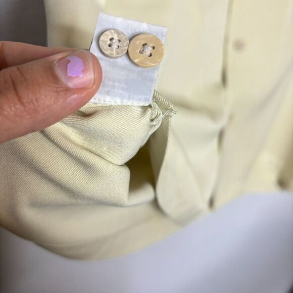 Tommy Bahama Mens Size Large Button up Shirt 100% Silk Yellow Short Sleeve - Picture 8 of 9